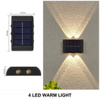 Luminária de parede solar externa à prova d'água, alimentada por energia solar, com iluminação para cima e para baixo, ideal para decoração de casa, jardim e quintal