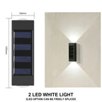 Luminária de parede solar externa à prova d'água, alimentada por energia solar, com iluminação para cima e para baixo, ideal para decoração de casa, jardim e quintal